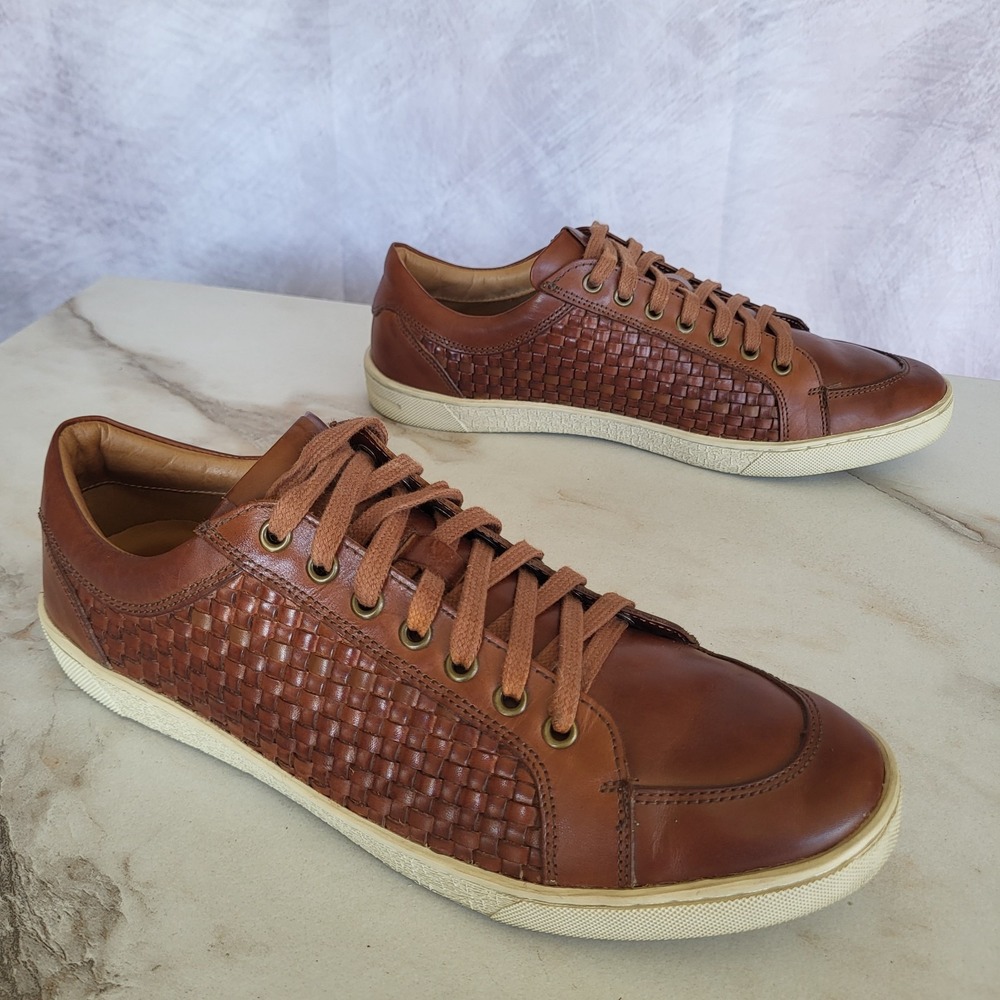 Oxford CAIN Brazil Size 10 M Hand Crafted Woven Leather Sneakers Brown